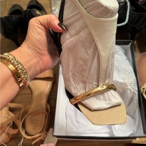 Nine West White and Gold Heels size 7